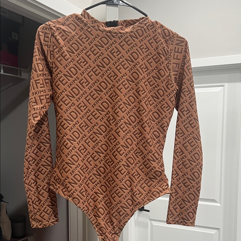 Fendi Tan Logo Bodysuit
